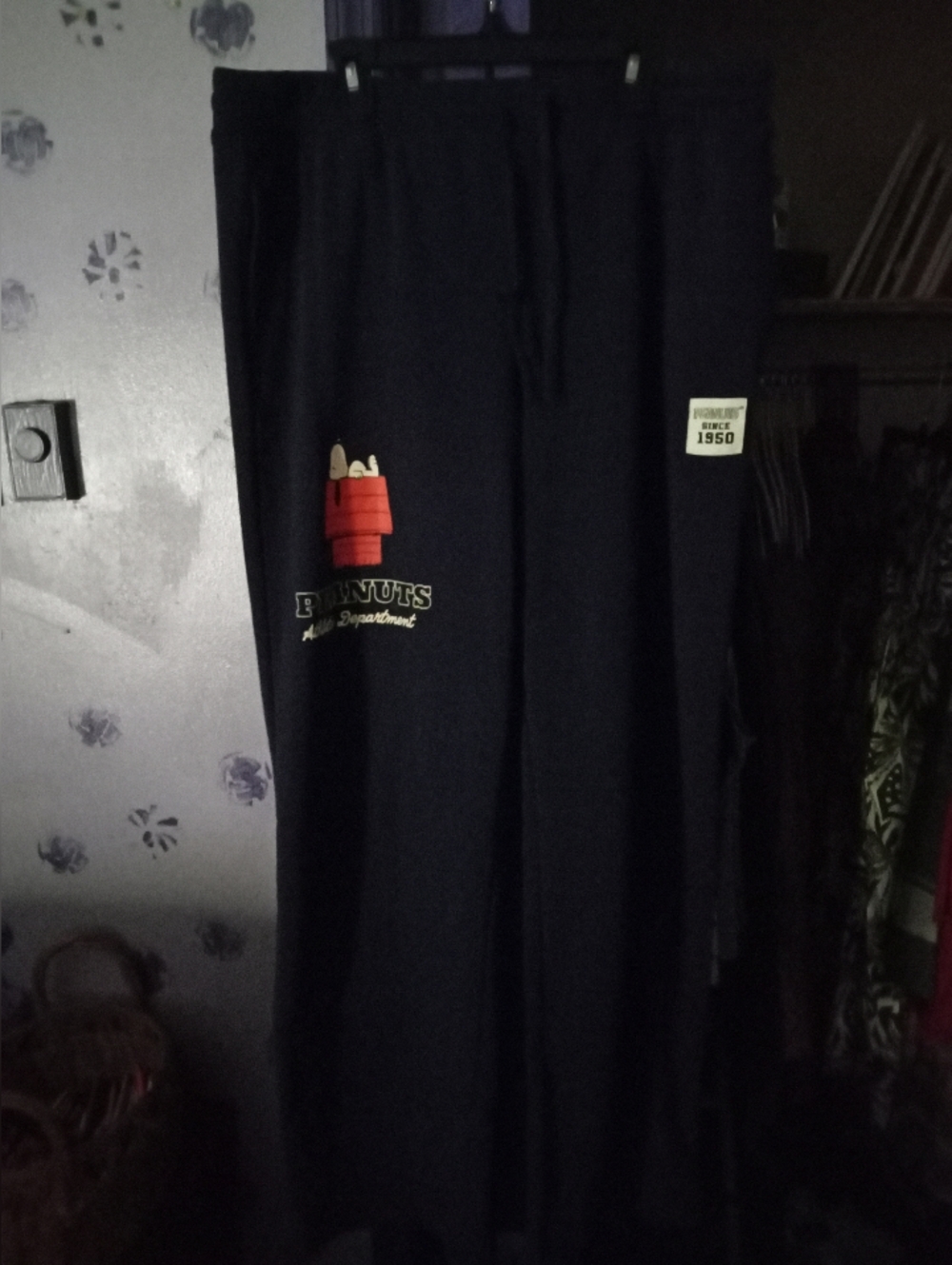 Peanuts Navy Sweatpants With Red Snoopy Doghouse Graphic